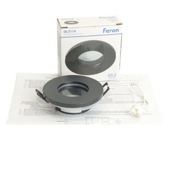 Светильник встраиваемый Feron DL3114 потолочный MR16 G5.3 черный IP44, 51367