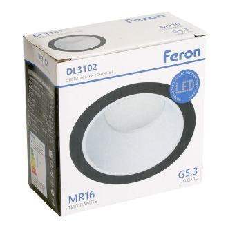Светильник встраиваемый Feron DL3102 потолочный MR16 G5.3 черный + белый, 51401