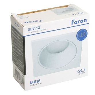 Светильник встраиваемый Feron DL3112 потолочный MR16 G5.3 белый, 51404