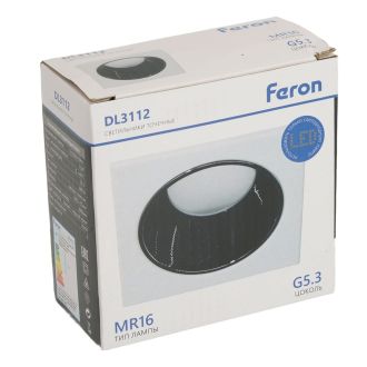 Светильник встраиваемый Feron DL3112 потолочный MR16 G5.3 белый + черный хром, 51405