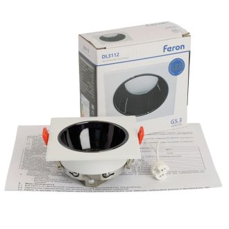 Светильник встраиваемый Feron DL3112 потолочный MR16 G5.3 белый + черный хром, 51405