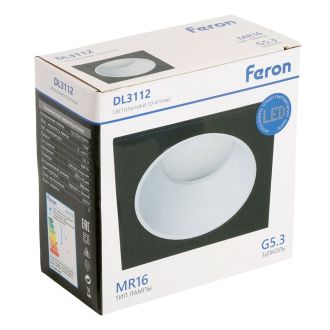 Светильник встраиваемый Feron DL3112 потолочный MR16 G5.3 черный + белый, 51407