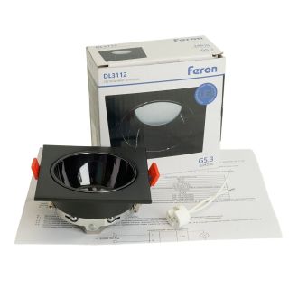 Светильник встраиваемый Feron DL3112 потолочный MR16 G5.3 черный + черный хром, 51408