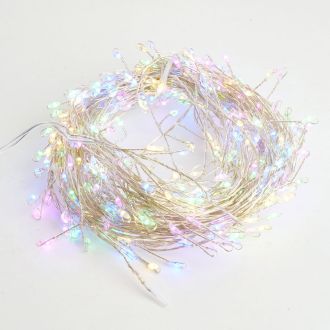 Светодиодная гирлянда Кластер (на проволоке) Feron CL584 линейная 12м мультиколор, c питанием от сети 230V, прозрачный шнур, 51449