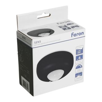 Датчик движения 1200W 6m 120°(гориз.) 360°(верт.) черный SEN5/LX20B, Feron, 51516