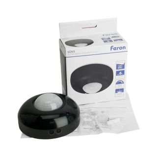 Датчик движения 1200W 6m 120°(гориз.) 360°(верт.) черный SEN5/LX20B, Feron, 51516