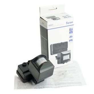 Датчик движения 1200W 10m 120° черный, SEN15/LX02, Feron, 51517
