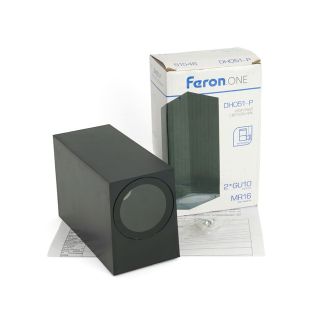 Светильник садово-парковый Feron.ONE DH051-P, на стену, 2*GU10 220-240V, черный пластик, 51546