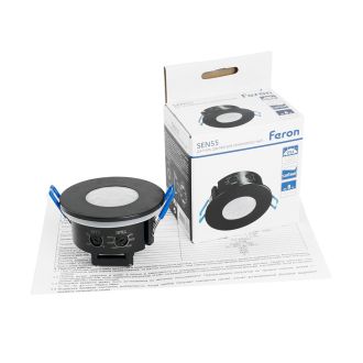Датчик движения и освещенности 1200W 8m 120°(гориз.) 360°(верт.) чёрный, SEN55, артикул 51577, Feron