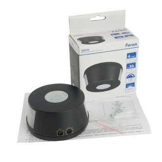 Датчик движения 2000W 30m 360°(верт.) чёрный SEN19, Feron, 51578