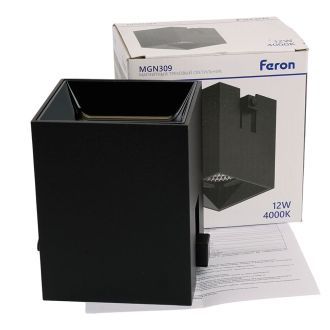 Светильник светодиодный Feron MGN309 трековый низковольтный 12W, 1080 Lm, 4000К, 35 градусов, черный, 51591