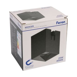 Светильник светодиодный Feron MGN309 трековый низковольтный 20W, 1800 Lm, 4000К, 35 градусов, черный, 51592