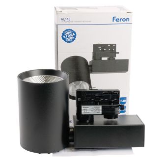 Светодиодный светильник Feron AL148 трековый на шинопровод 40W 4000K 35 градусов черный, 3х фазный, 51607