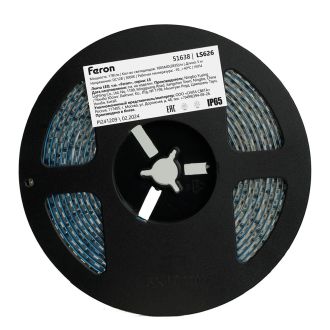 Светодиодная Светодиодная LED лента Feron LS626, 180SMD(2835)/m 17W/m 12V 5000*10*1,22мм 3000К IP65, 51638