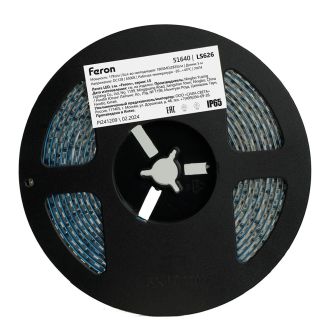 Светодиодная LED лента Feron LS626, 180SMD(2835)/m 17W/m 12V 5000*10*1,22мм 6500К IP65, 51640