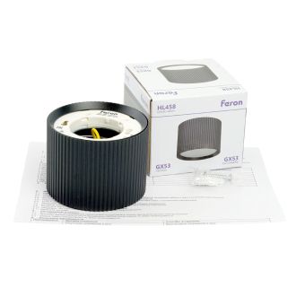 Светильник потолочный Feron HL458 Barrel ARIA 12W, 230V, GX53, черный, 51671