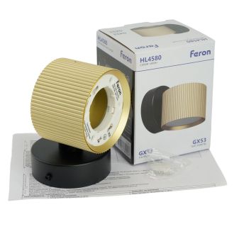 Светильник настенный Feron HL4580 ARIA 12W, 230V, GX53, золото+черный IP20, 51677