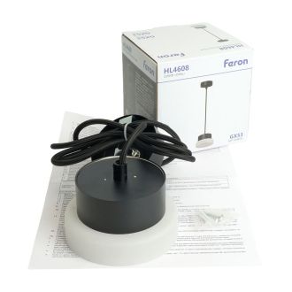 Светильник потолочный Feron Barrel HL4608 OPAL levitation 12W, 230V, GX53, черный, на подвесе 1,7 м, 51687