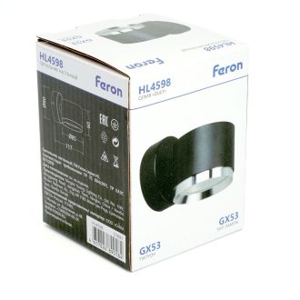 Светильник настенный Feron HL4598 Barrel DUET 12W, 230V, GX53, черный + хром IP20, 51691