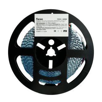 Светодиодная LED лента Feron LS502, 180SMD(5050)/м 16Вт/м 24V 5000*10*1.5мм RGB IP20, 51824