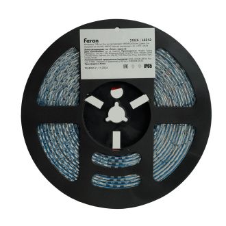 Светодиодная LED лента Feron LS512, 180SMD(2835)/м 16Вт/м 24V 5000*10*2.3мм 4000К IP65, 51826