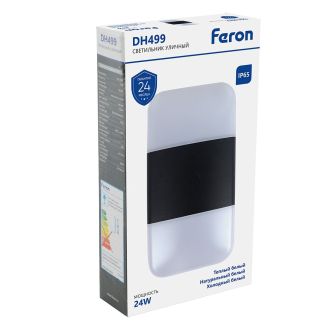 Светильник уличный светодиодный Feron DH499, 24W, 700Lm, 3000/4000/6400К, черный, 51832