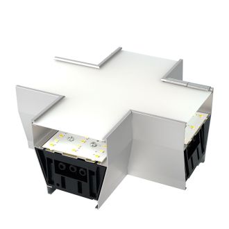 Светильник коннектор Feron AL4036X 6W 660Lm 3000К-4000К-6400K, X-образный, с ручным переключением режимов, серебро, 160*160*70мм возмож. соедин. в линию, серия RetailRay, 51874