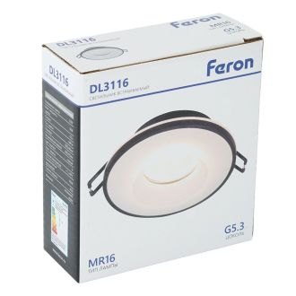 Светильник встраиваемый Feron DL3116 потолочный G5.3 черный, 51939