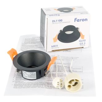 Светильник встраиваемый Feron DL1100 потолочный MR11 G5.3, GU10 черный, 51943