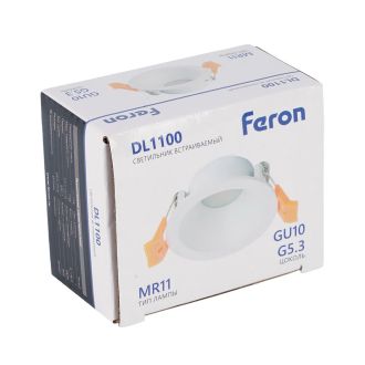 Светильник встраиваемый Feron DL1100 потолочный MR11 G5.3, GU10 белый, 51944