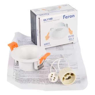 Светильник встраиваемый Feron DL1100 потолочный MR11 G5.3, GU10 белый, 51944