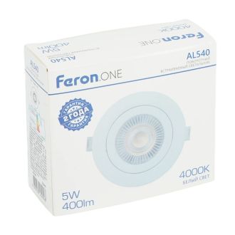 Светодиодный светильник Feron.ONE AL540 встраиваемый 5W 4000K белый 