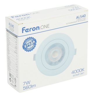 Светодиодный светильник Feron.ONE AL540 встраиваемый 7W 4000K белый 
