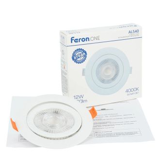 Светодиодный светильник Feron.ONE AL540 встраиваемый 12W 4000K белый 