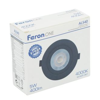 Светодиодный светильник Feron.ONE AL540 встраиваемый 5W 4000K черный 