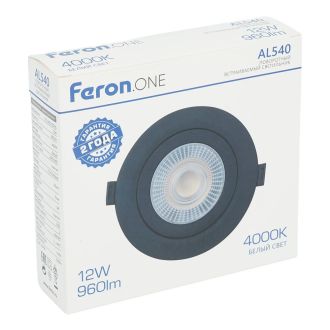 Светодиодный светильник Feron.ONE AL540 встраиваемый 12W 4000K черный 