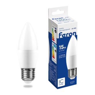 Лампа светодиодная Feron LB-980 Свеча E27 15W 175-265V 4000K, 52070