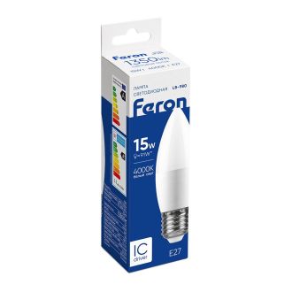 Лампа светодиодная Feron LB-980 Свеча E27 15W 175-265V 4000K, 52070