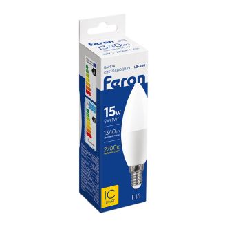 Лампа светодиодная Feron LB-980 Свеча E14 15W 175-265V 2700K, 52072