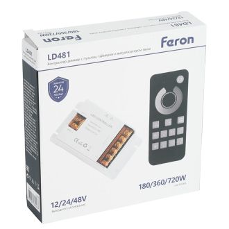 Контроллер ДИММЕР с пультом, таймером и визуализатором звука, 12-24-48V, Feron LD481, 52096