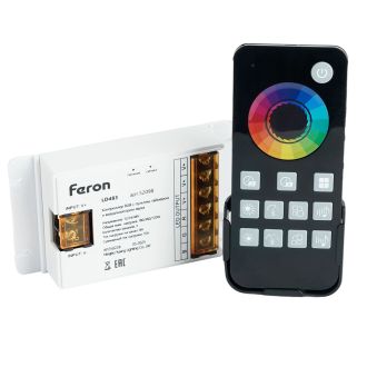 Контроллер RGB с пультом, таймером и визуализатором звука, 12-24-48V, Feron LD483, 52098