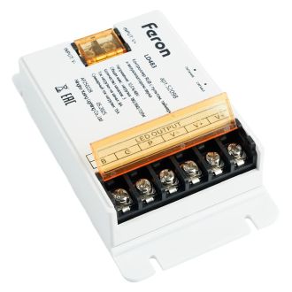 Контроллер RGB с пультом, таймером и визуализатором звука, 12-24-48V, Feron LD483, 52098