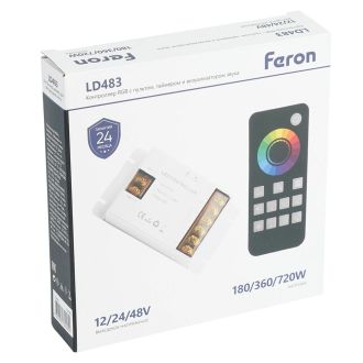 Контроллер RGB с пультом, таймером и визуализатором звука, 12-24-48V, Feron LD483, 52098