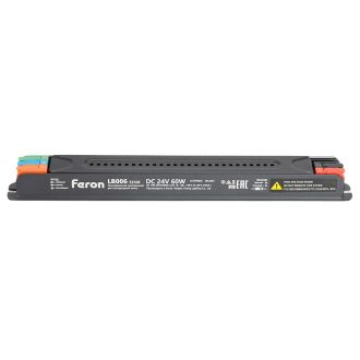 Трансформатор для светодиодной ленты с диммированием 60W 24V IP20, клипсы, LB006, Feron, 52128