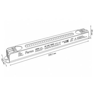 Трансформатор для светодиодной ленты с диммированием 100W 24V IP20, клипсы, LB006, Feron, 52129