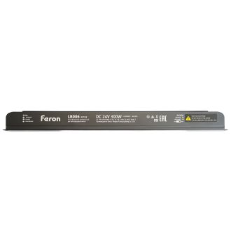 Трансформатор для светодиодной ленты с диммированием 300W 24V IP20, клипсы, LB006, Feron, 52132