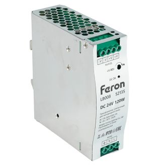 Трансформатор электронный на DIN-рейку 120W 24V 40*125.2*113.5мм IP20, LB008, Feron, 52135