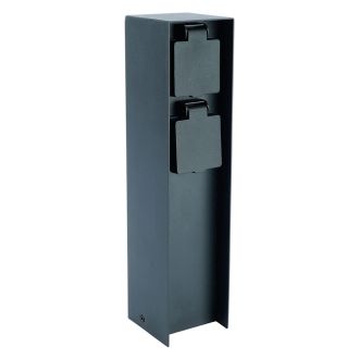 Розетка уличная Feron TM200, 220-230V, 16A, IP44, 70*70*300мм, черный, 52184