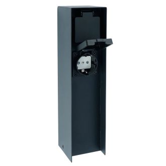 Розетка уличная Feron TM200, 220-230V, 16A, IP44, 70*70*300мм, черный, 52184