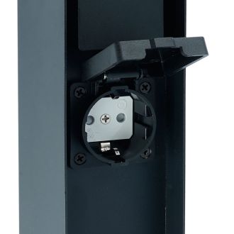 Розетка уличная Feron TM200, 220-230V, 16A, IP44, 70*70*300мм, черный, 52184